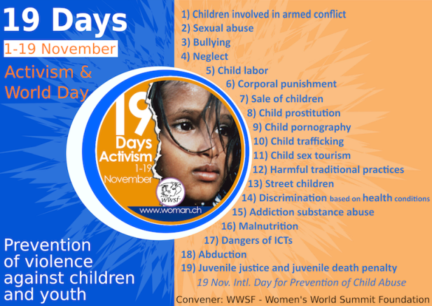 Αποτέλεσμα εικόνας για 19 Ημέρες Ακτιβισμού κατά της Παιδικής Κακοποίησης»1 Νοεμβρίου