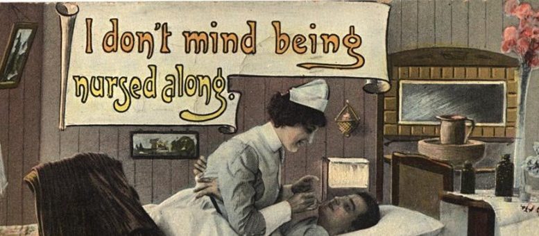 1915: Εκτός από το να συνδεθούν με χαλαρά ήθη και με τη κατώτερη τάξη, οι αποκλειστικές νοσοκόμες στο γύρισμα του αιώνα παρουσιάζονταν συχνά και ως γυναίκες που οι ασθενείς τους τις ερωτεύονταν. (Samson Brothers, New York/National Library of Medicine)